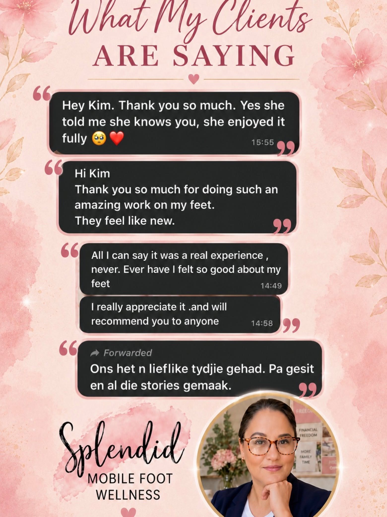 Client testimonials for Splendid Foot Wellness